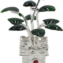 pure silver tulsi plant for pooja and gifting purpose Decorative Showpiece-6 cm-image-43