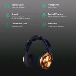 dyson Ontrac Bluetooth Headphone with Mic (Active Noise Cancellation, Over Ear, CNC Copper) image 2
