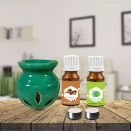 PEEPRESION Home Décor Air Burner With T-Light & Lemongrass Sandalwood Oil (10ml Each) Scented Air Diffuser For Home, Office, Temple, Bedroom, Club, Studio, Parlour Diffuser-15