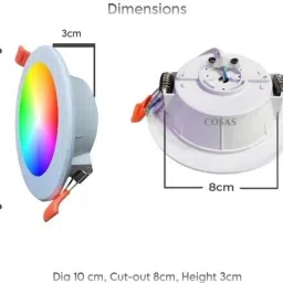 cosas 9 Watts 7-in-1 Multicolor Round Led Conceal Down Light Pack of 2 Ceiling Light Chandelier Ceiling Lamp image 4