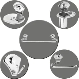 Royal Stainless Steel Bathroom Accessories Set (Pack of 5 pieces) Chrome Towel Holder-image-37