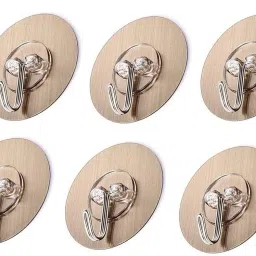 Self Adhesive No Drilling Wall Hook Sticking Adhesive Hanger Round Walls Strong, Bathroom Towel Hook, Kitchen Hook for Hanging Hook (Pack of 6) Hook Hook 6-16