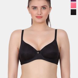 Amour Secret Black & Coral Polka Dot Bra Full Coverage Lightly Padded-54