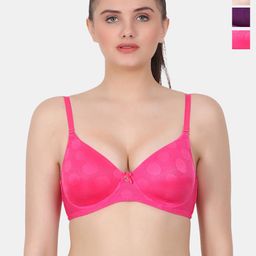 Amour Secret Pink & Purple Polka Dot Bra Full Coverage Lightly Padded-33