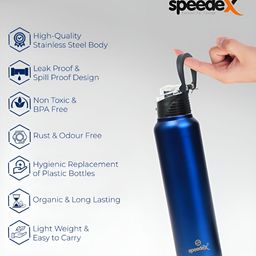 Speedex Blue Set of 4 Stainless Steel Solid Water Bottle-image-90