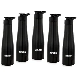 NIRLON Black 5 Pieces Stainless Steel Solid Water Bottle 1 L Each-36