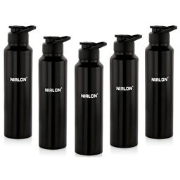 NIRLON Black 5 Pieces Stainless Steel Solid Water Bottle 1L-33