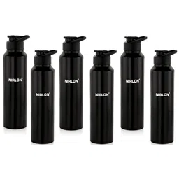 NIRLON Black 6 Pcs Single Wall Stainless Steel Solid Water Bottles 1 L-image-69