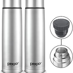 Pexpo Flexo Silver Toned 2 Pieces ISI Certified Thermosteel Silver Flask Water Bottle - 1L-picture-18