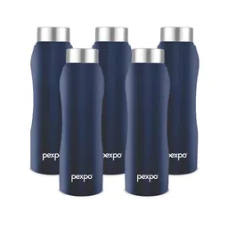 Pexpo Blue 5 Pieces Stainless Steel Single Wall Vacuum Water Bottle 1 L Each-24
