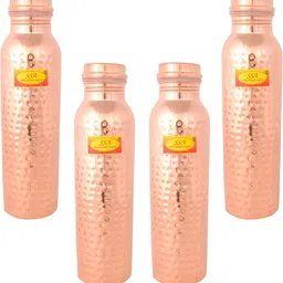 Shivshakti Arts Copper Toned 4 Pieces Copper Water Bottle 1 L Each-7