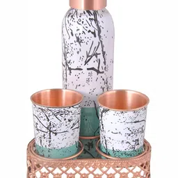 Shivshakti Arts Green 4 Pcs Colourblocked Copper Water Bottle-9