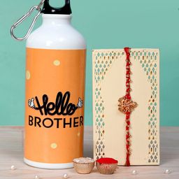 Voylla Set of 2 Divine Ganesha Rakhi With Sipper Bottle-image-49