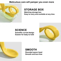 Babymoon Infants 3Pcs Yellow Learn to Eat Fork & Spoon Set image 5