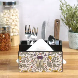reinvention factory Retro Hibiscus Multicolor MDF Cutlery and Tissue Holder-picture-10