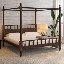 woodsworth from pepperfry Drusilla Sheesham Wood King Size Poster Bed in Provincial Teak Finish-picture-31