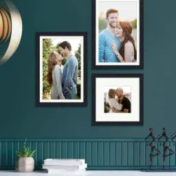 art street Black Synthetic Wood Wallset Of 3 Collage Photo Frames-picture-0