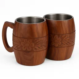 Pack of 2 Wooden Wooden Coffee Mug Stainless Steel Double Wall Set of 2-image-53