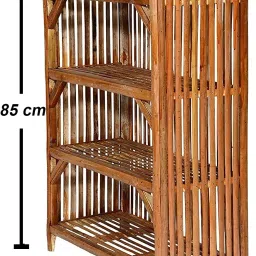 evra Cane bamboo Bookshelf Multipurpose Home Decor Storage Rack Showcase Organizer Engineered Wood Semi-Open Book Shelf image 3