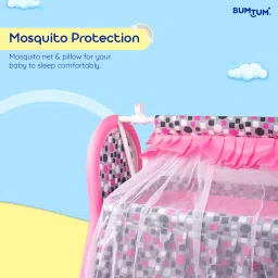 bumtum Baby Cradle with Swing & Mosquito Net, Foldable Cradle With Storage Mat For Baby image 3