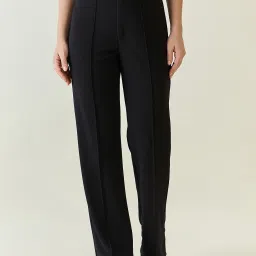Women Regular Fit Black Lycra Blend Trousers-image-82