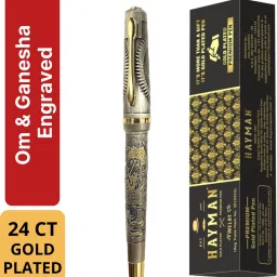 24 CT Gold Plated Ganesha & Om Engraved Roller Ball Pen-image-65