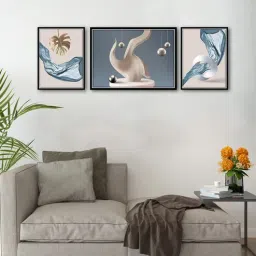Art Street Golden Leaves Set of 3 Canvas Painting for Home D cor-picture-39