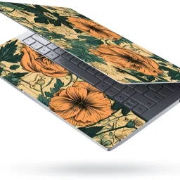FineArts Laptop Skin Combo with Screen Guard and Key Guard - Vintage Retro Flower Pattern Combo Set image 2