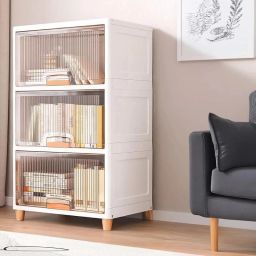 Evrum 3-Shelf Plastic Collapsible Cupboard PC Collapsible Wardrobe-image-1