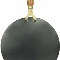 engarc Iron Flat Tawa for Roti Chapati with (V) Wooden Handle Tawa 30.48 cm diameter image 2