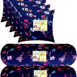 Combo Set Of 5 Cushion And 2 Microfibre Floral Bolster Pack of 7-image-52