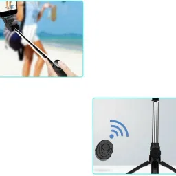 WHISTLE9 Top sale 2 in 1 Wireless Bluetooth Foldable XT-02 Mini Tripod Extendable Selfie Stick | Monopod Mobile Phone Holder Stand Monopod, Tripod, Tripod Bracket, Tripod Kit 3 Axis Gimbal for Mobile image 4