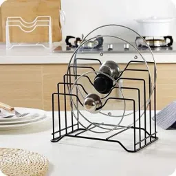 Plate Kitchen Rack Utensil Kitchen Rack Carbon Steel Multifunction Pan Cover Storage RACK Iron-image-70