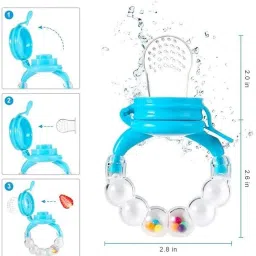 chicbunny Pack of 2 BPA-Free Silicone Food Nibbler for Fruit and Veggie with Rattle Handle Feeder image 5