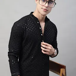 jompers Men Embroidered Pure Cotton Straight Kurta-picture-33