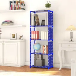 Multipurpose Collapsible Bookshelf 5 Racks Book Stand Almirah for Home & Kids Metal Open Book Shelf-22