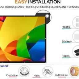 Moiz 86 Inch Diagonal, 4:3 Viewing Aspect Ratio, 69 Inches x 52 Inches, Supports UHD-3D-4K Technology Universal Eyelets Type Foldable White 6 Feet - Width x 4 Feet - Height Projector Screen (Width 175 cms x 132 cms Height) Projector Screen (Width 175 cm x 132 cm Height) image 5