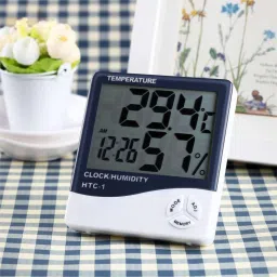 Shree Hans Creation Wall Mounting LED Monitor Room Thermometer Digital Alarm Clock with Humidity Incubator Meter, Accurate Temperature Indicator (HTC-1, 004, White) Weather Station image 4