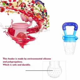 kidsify Nibbler Soother for Babies Fruit Feeder Kids Nipple Pacifier for Fruit Vegetable and Fruit Shape Silicone Teether (Set of 2) Teether image 5