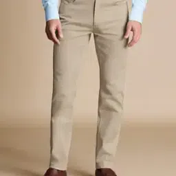 Men Solid Cotton Blend Chinos-image-3