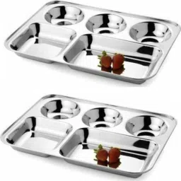 BHOJAN THALI SET OF 2 PIECES 5 COMPARTMENTS EACH Dinner Plate-7