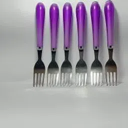 prem Steel 6 Fork & 6 Spoons with Plastic Handle for Dining Table (Set of 12) Plastic, Steel Table Spoon Set image 3