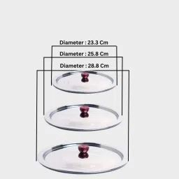 Stainless Steel Set of 3 Multipurpose Lid/Cover with Heat Resistant Knob / 9 inch, 10 inch, 11.5 inch Lid Set-2