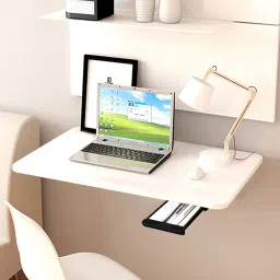 Wall mounted Office Study table(24 inches X 16 inches) ,Office Table Stand/Laptop Table Foldable..(Matt White) Solid Wood Study Table-23