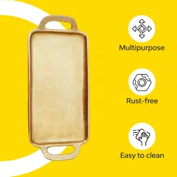 10club Textured Gold Metal Tray - 1 Pc | Elegant and Durable Serveware | 12" Tray image 3