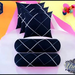 3 Cushion 2 bolster Microfibre Geometric Bolster Pack of 5-image-49
