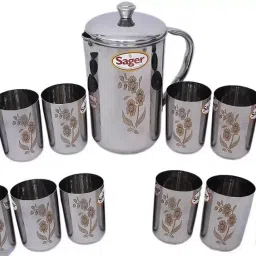 SRE SR STAINLESS STEEL 13 PCS GLASS SET. Jug Glass Set-32