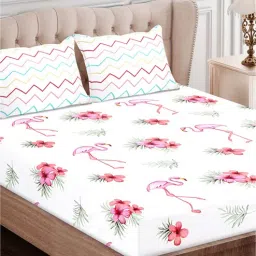 sej by nisha gupta Pink Abstract 160 TC Cotton Queen Sized Bed Sheets with 2 Pillow Covers-picture-28