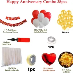 balloon and you Solid Happy Anniversary Cabana, Net Decoration Combo With Pump & Balloon image 3