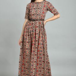 Women Fit and Flare Multicolor Maxi/Full Length Dress-image-79